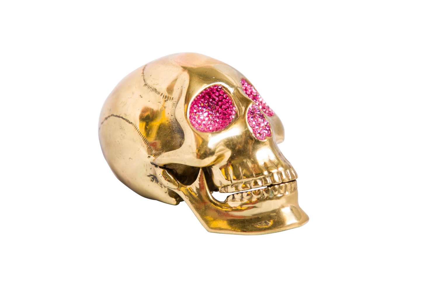 BRASS SKULL W SW CRYSTALS