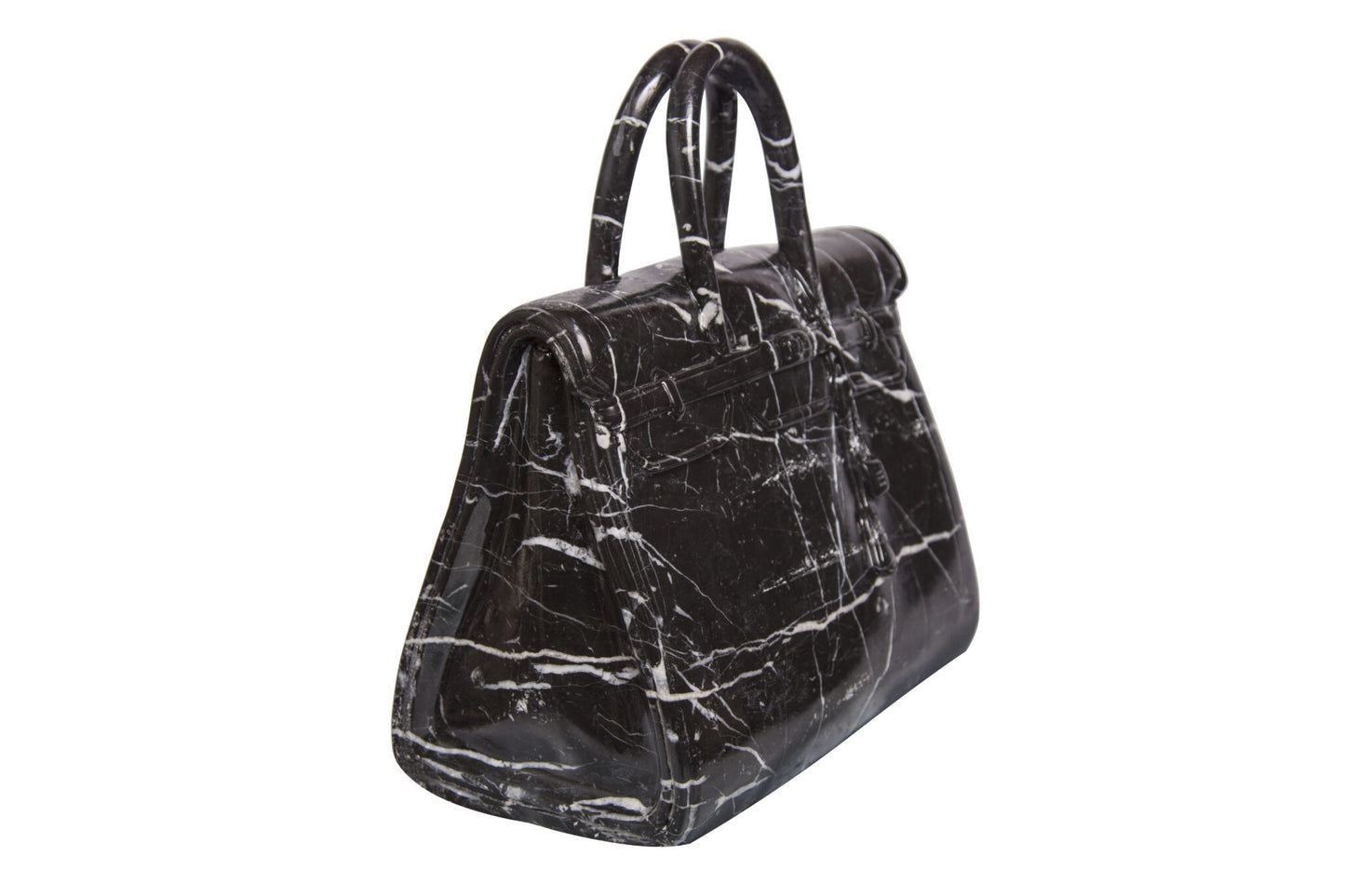 BIRKIN BLACK MARBLE HANDBAG SCULPTURE