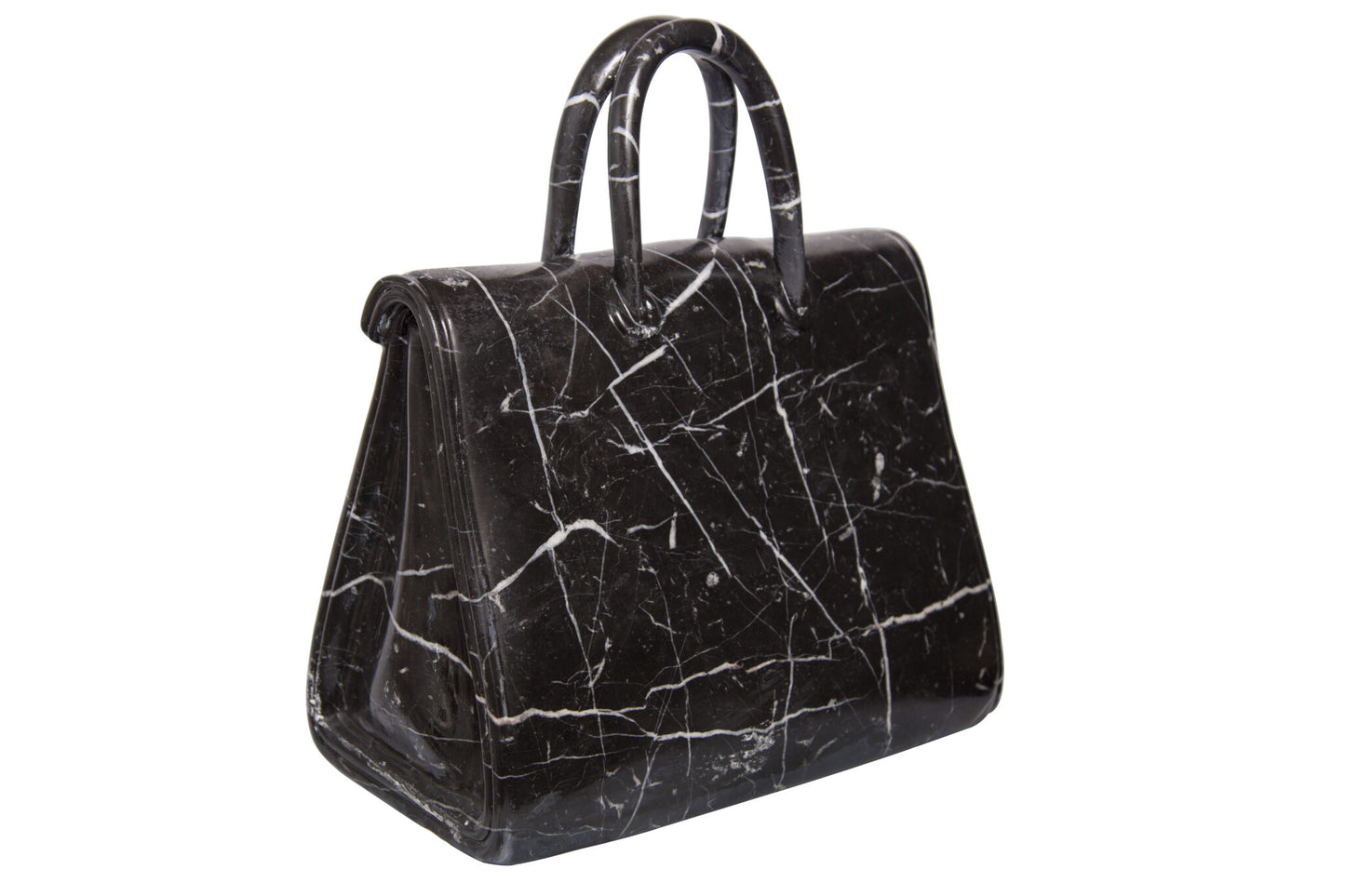 BIRKIN BLACK MARBLE HANDBAG SCULPTURE